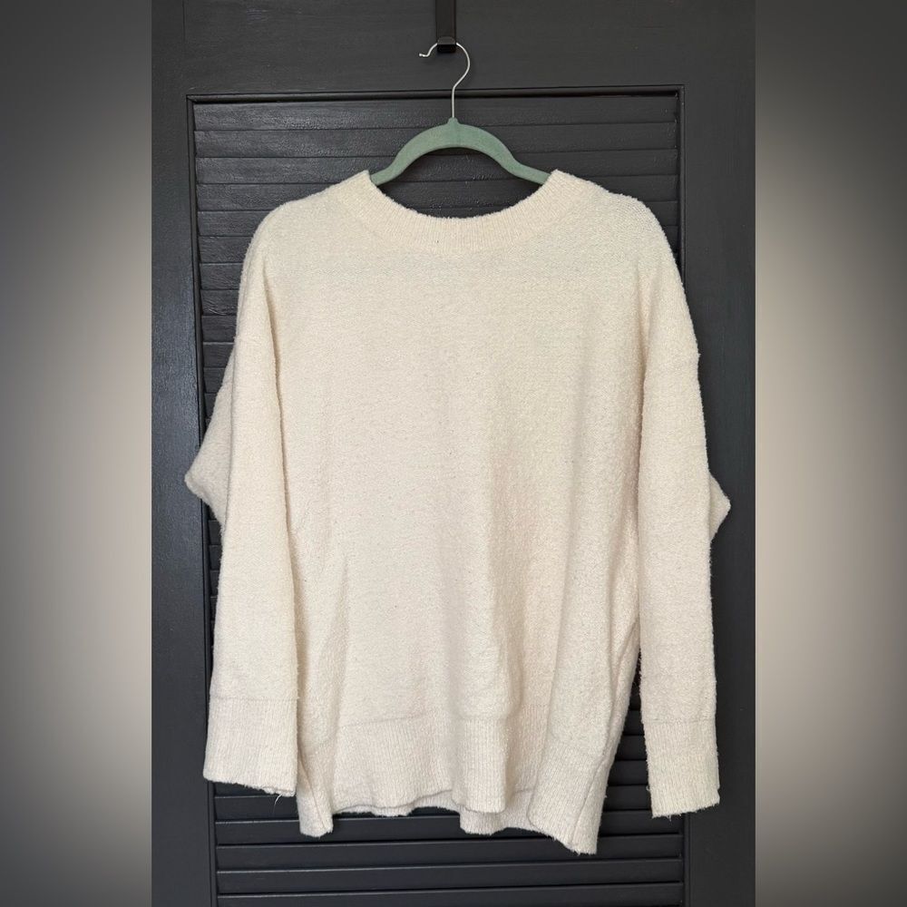 ZARA Oversized Cream Cozy Tie Detail Sweater